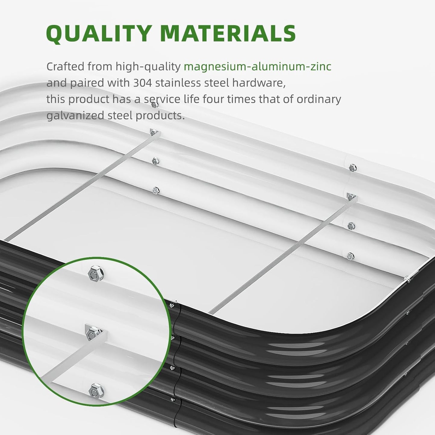 DaisyVibe Raised Garden Bed Kit, Planter Raised Garden Boxes Outdoor, Oval Large Metal Raised Garden Beds for Vegetables Flowers (Grey, 5ftx2ftx1ft)