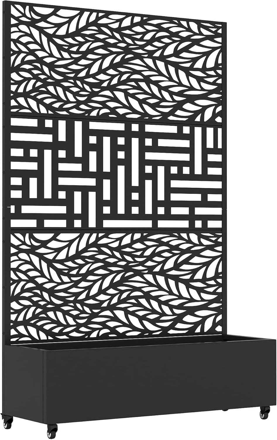 Casaphoria Metal Raised Garden Bed with Trellis and Wheels, 72"x47"x16" Planter Box for Climbing Plants, Vegetables & Vines, Features Drainage Holes and Privacy Screen, Black(Spring&Helen)