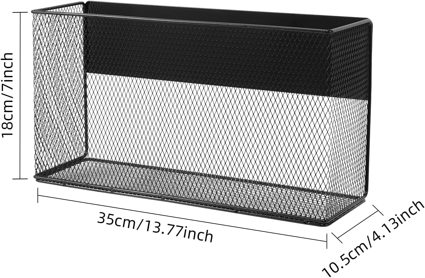 Black Magnetic Basket for Refrigerator, Black Magnetic Basket Organizer Magnetic Spice Rack, Magnetic Locker Organizer Holder for Kitchen Storage, Magazine, Whiteboard