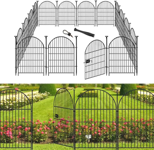 Tall Garden Fence with Gate 40 in(H)x26.2 Ft(L), 12 Panels Dog Fence Outdoor for Yard, No Dig Garden Fence Border,Heavy Duty Metal Temporary Rabbit Dog Fences Animal Barrier for Outdoor Yard