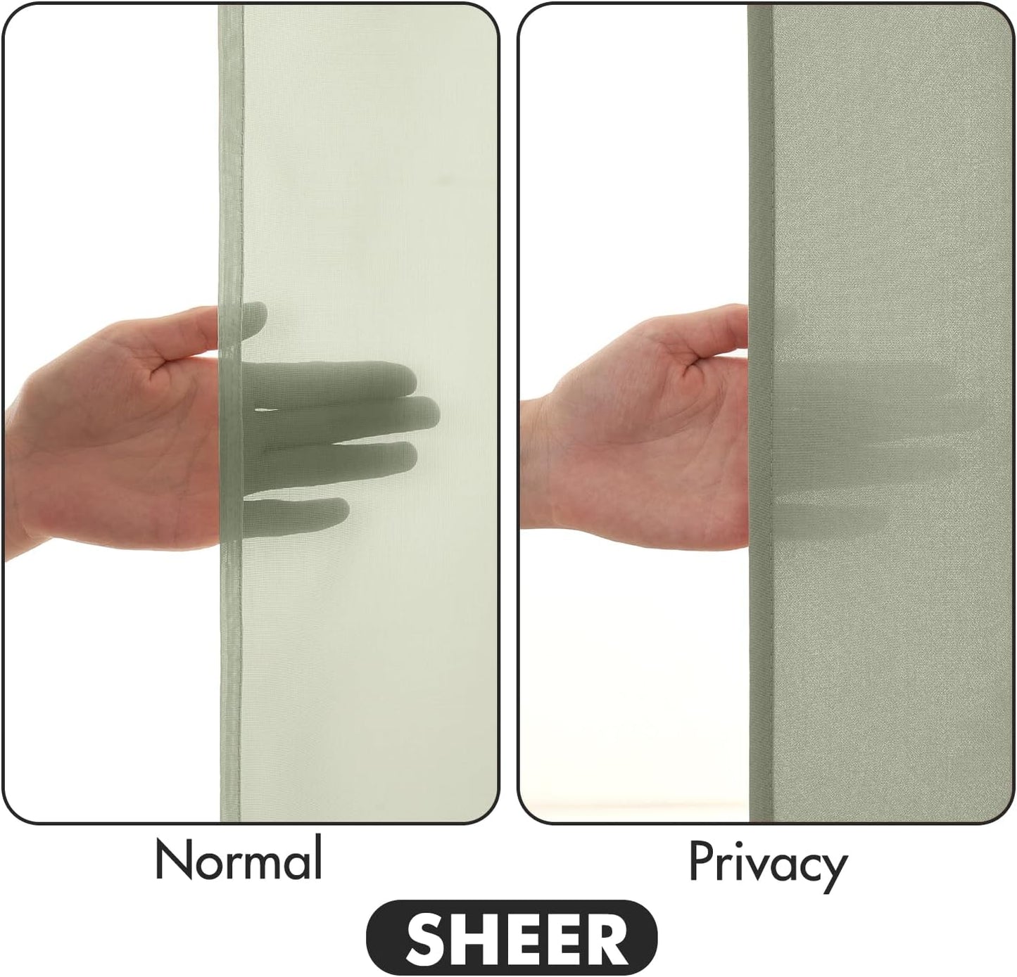 MIULEE Sage Green Privacy Sheer Curtains That Let Light in 90 Inches Long Non-See-Through Semi Sheer Curtain Light Filtering Window Curtains Drapes for Living Room Bedroom 2 Panels Set 42 X 90
