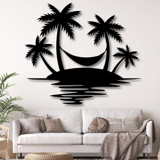 Palm Tree Metal Wall Decor,Palm Tree Outdoor Wall Art,Tropical Palm Tree Wall Decorations for Living Room,Outdoor Wall Decorations for House(31"×28",Black)