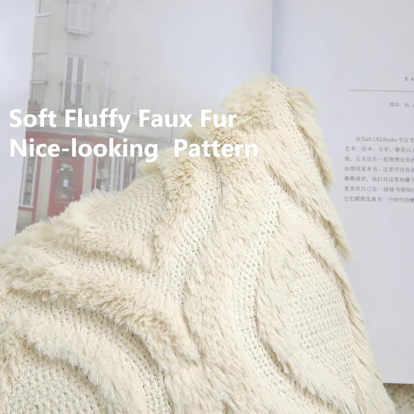 decorUhome Fall Throw Pillow Covers 24x24 Inch Set of 2, Soft Plush Decorative Faux Fur Beige Solid Couch Pillow Covers, Accent Farmhouse Neutral Square Euro Pillow Cases for Sofa Bed Living Room