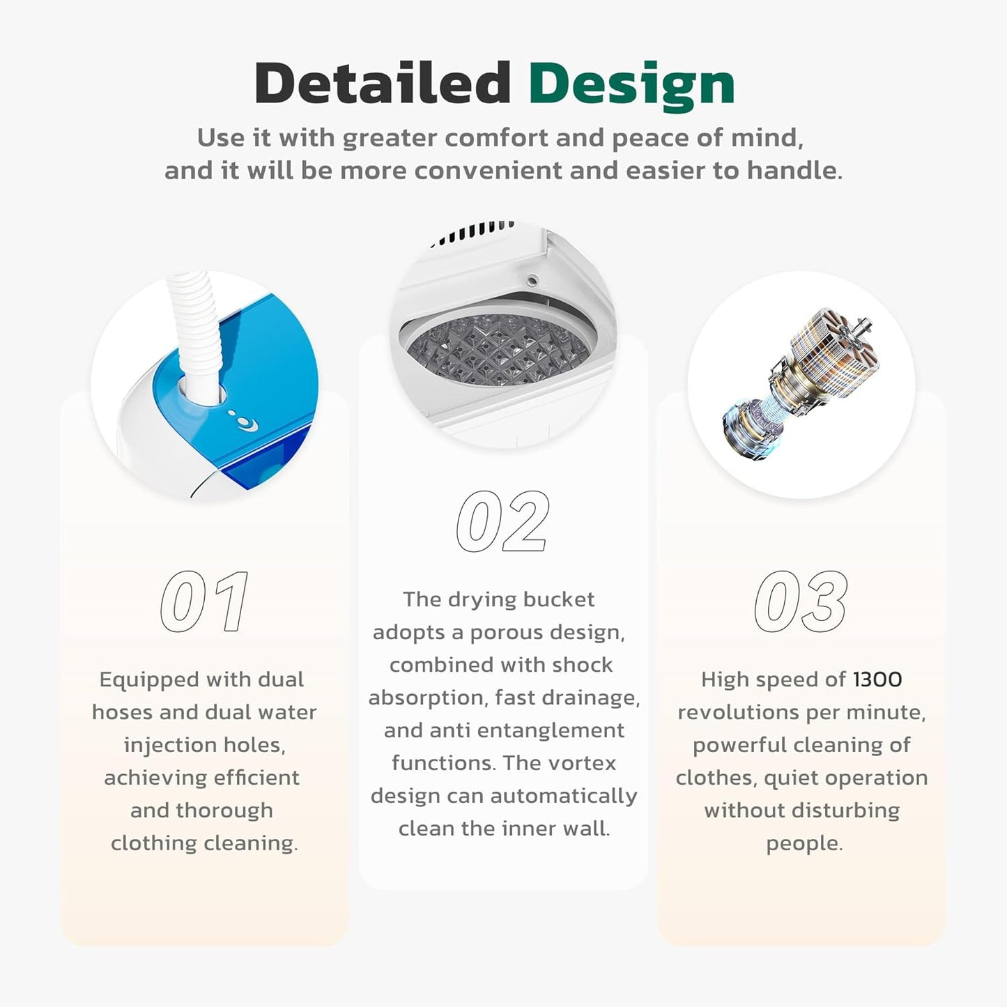 Greenvelly Portable Washing Machine, 16 Lbs Compact Mini Washer and Dryer Combo, Semi-automatic Twin Tub Washer with Drain Pump for Dorms, Apartments, RVs (Blue)