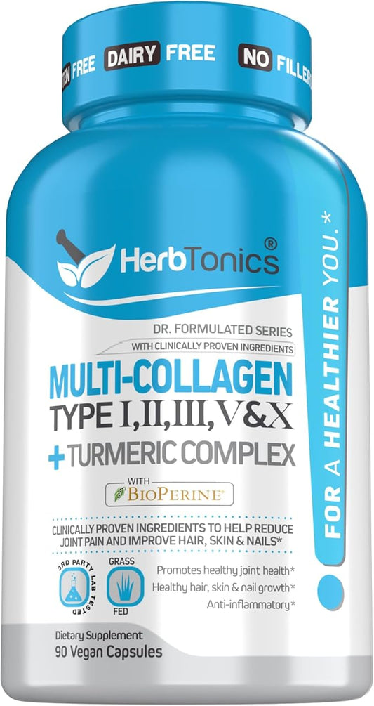 Multi Collagen Capsules (Types 1 2 3 5 5 and 10) | 1 2 2 3 3 5 5 10 10 Healthy