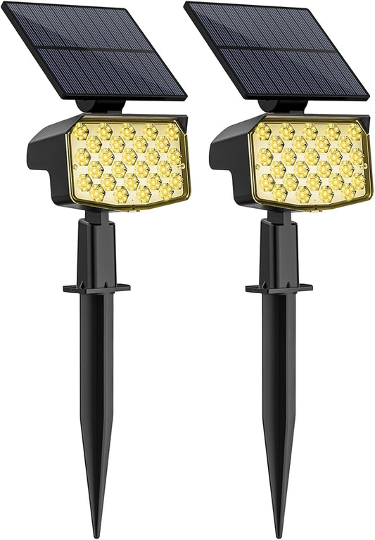 WELALO Solar Spot Lights Outdoor, [2 Pack/3 Modes] Solar Landscape Spotlights, Adjustable Solar Powered Security Lights, IP65 Waterproof Wall Lights for Walkway, Yard, Garden, Driveway (Warm White)