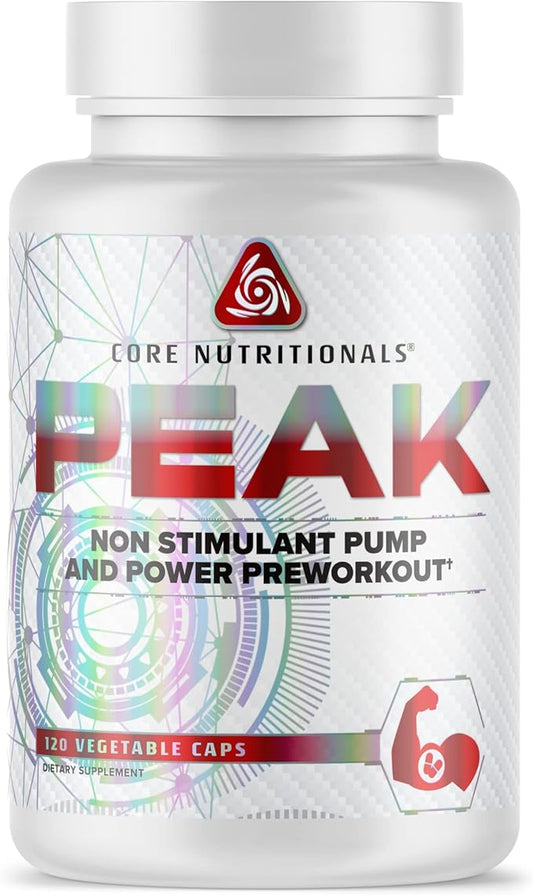 Core Nutritionals Peak, Non-Stimulant Preworkout with VasoDrive-AP® and Peak ATP® for Pumps and Endurance, (120 Count)