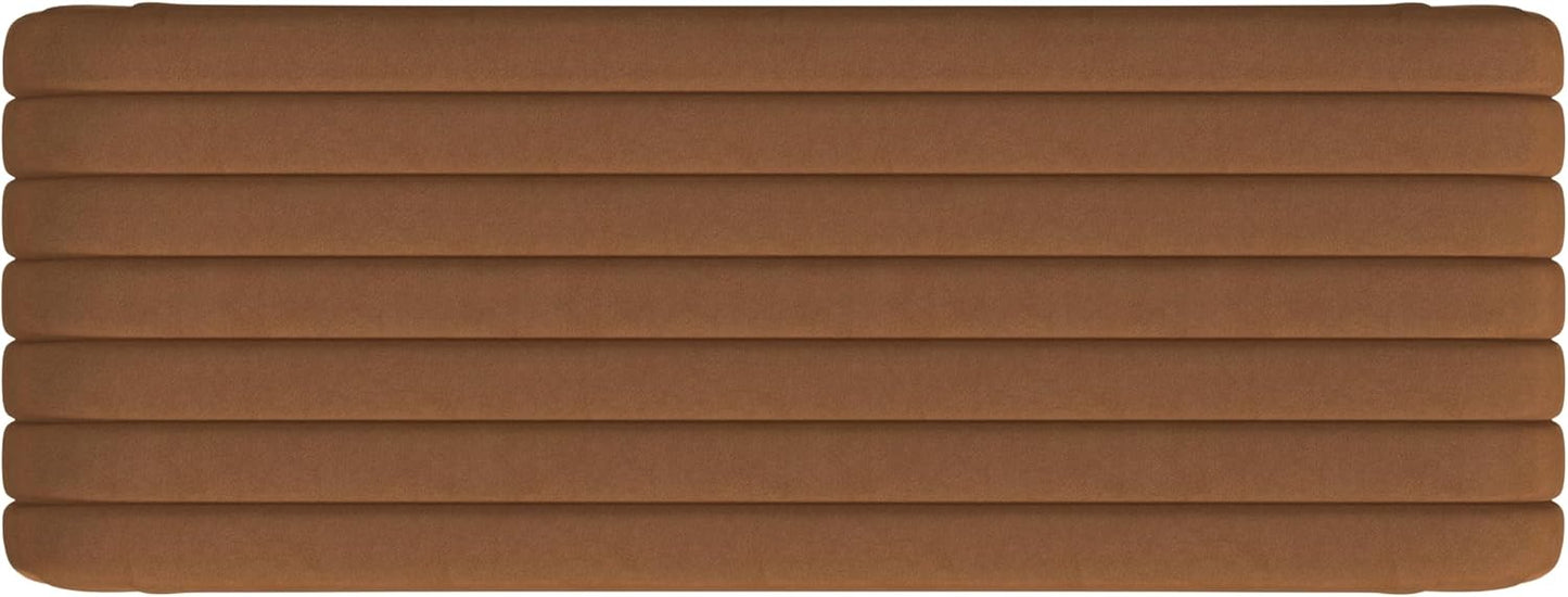 Modern Arch Channel Bedroom Bench Ottoman, 48" Entryway Bench and Shoe Rack, Soft Cushion Bench for Bedroom End of Bed, Ottoman Bench for Living Room, Bedroom, Entryway (Beach Rust Velvet)