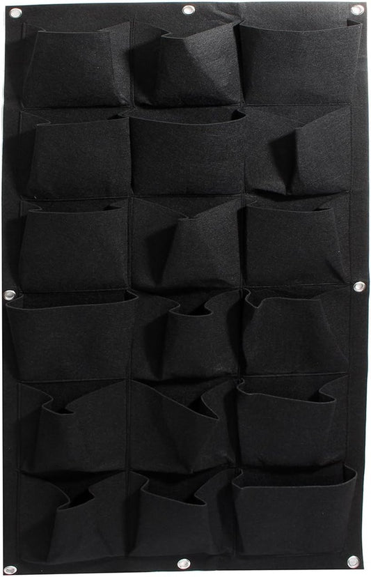 Ogrmar 18 Pockets Vertical Wall Garden Planter Plant Grow Bag for Flower Vegetable for Indoor/Outdoor (18 Pockets, Black)