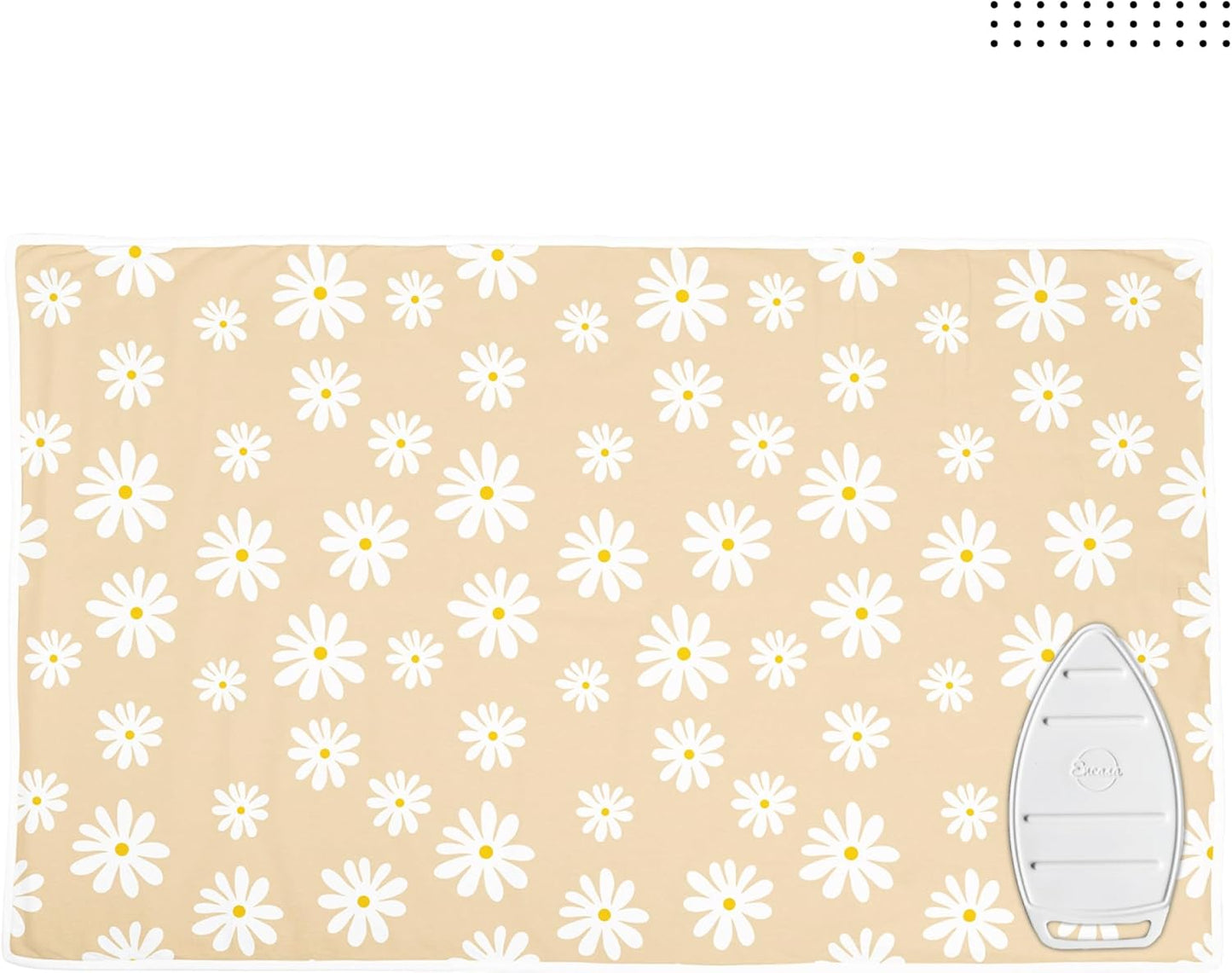 Encasa XO Ironing Mat/Pad (Large 48"x28") with 3mm Padding & Silicone Iron Rest for Steam Pressing on Tabletop or Bed - Heat Resistant, Portable, Quilting & Travel Blanket - Daisy Beige