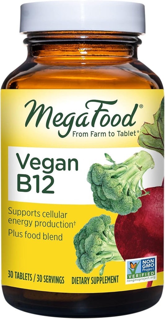 MegaFood Vegan Vitamin B12 B6, B12 B12 Vitamins 30 Tablets