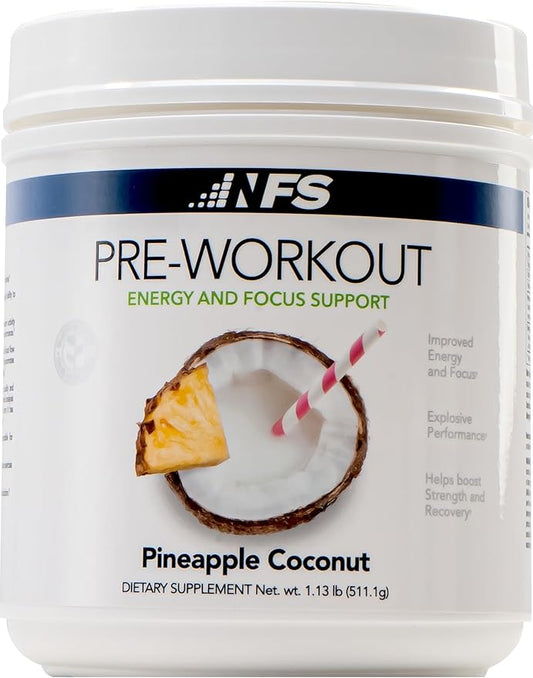 NF Sports Pre-Workout - Supports Energy, Cognitive Function, Strength, and Muscular Endurance to Optimize Workouts– Coconut Pineapple Flavor-25 Servings
