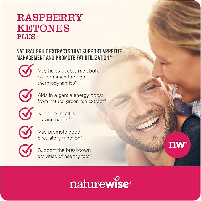 NatureWise Raspberry Ketones Plus - w/ Green Tea Extract, Cayenne Pepper, & Acai Berry - Supports Antioxidant Health, Energy Levels, Weight Goals - Vegan & Gluten-Free - 120 Capsules[120-Day Supply]