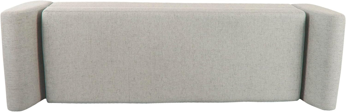 HomePop Modern Storage Bench with Wood Legs Home Décor|Bench with Storage for Living Room & Bedroom - Light Gray Woven