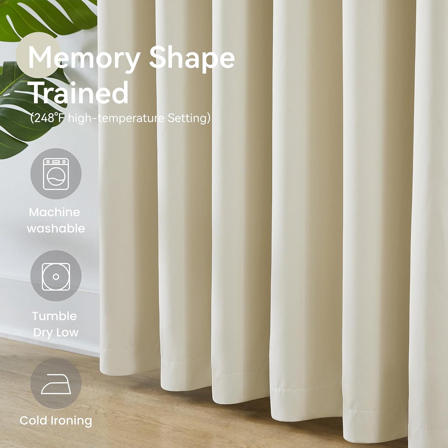 KangBang Pinch Pleated 120 Inch Cream Curtains for Bedroom Nursery, Extra Long Thermal Insulated Window Treatment Panels Room Darkening Privacy Assured Drapes for Villa(40Wx120L,2 Panels)