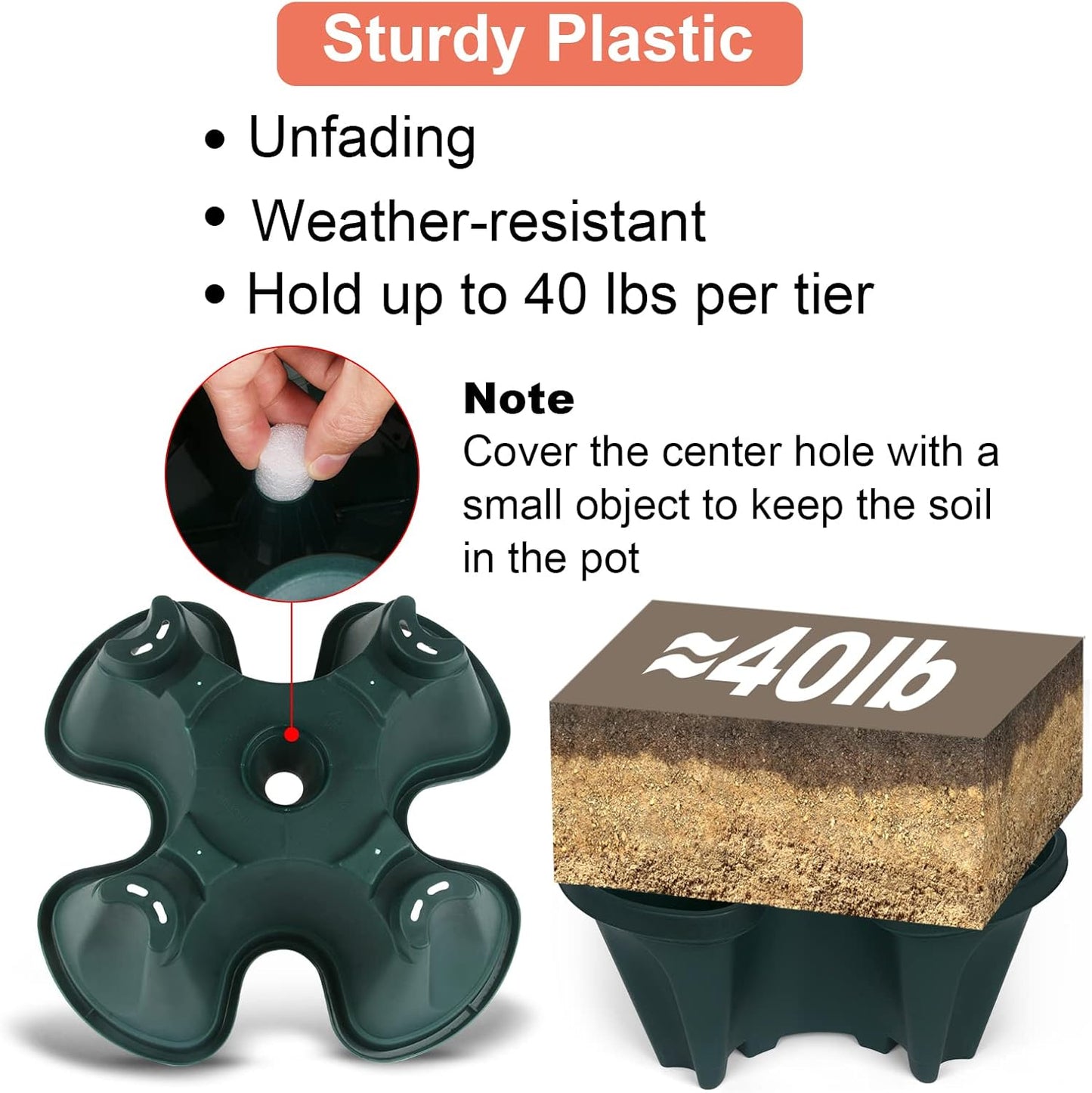 Vertical Planter 4 Tier Stackable Planters Garden Planters Strawberry Herb Flower and Vegetable Planter Indoor Outdoor Gardening Pots with Removable Wheels and Tools 2-Pack