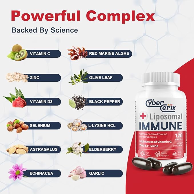 Advanced Liposomal Immune Supplement, Complex 1,500mg, Vitamins, 240 Capsules