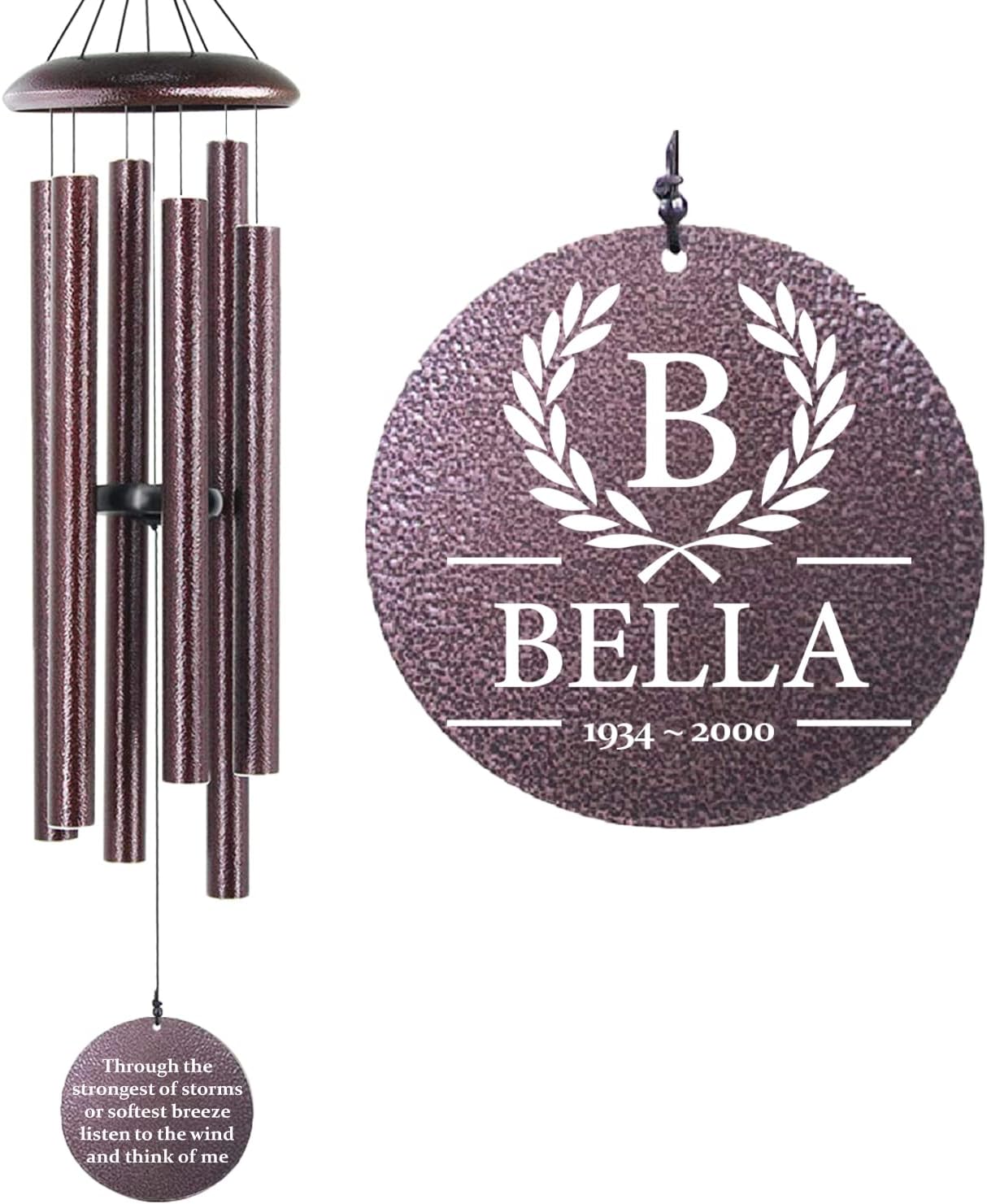 ASTARIN 36" Large Deep Tone Personalized Sympathy Wind Chimes, Memorial Wind Chime for Loss of Mother Father Loved One, Bereavement Gifts Decor Outdoor Patio Garden Graveyard(Produced in USA)