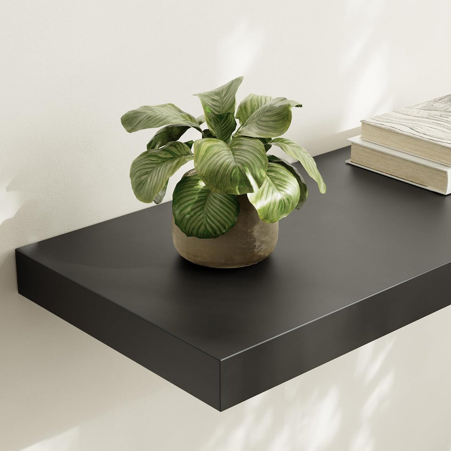 Large Floating Shelves for Wall Set of 3 Wooden Wall Shelves 30 in x 12.75 in x 2 in Room Decor Long Shelf with Invisible Wall Mount Bracket for Bedroom Kitchen Living Room Black