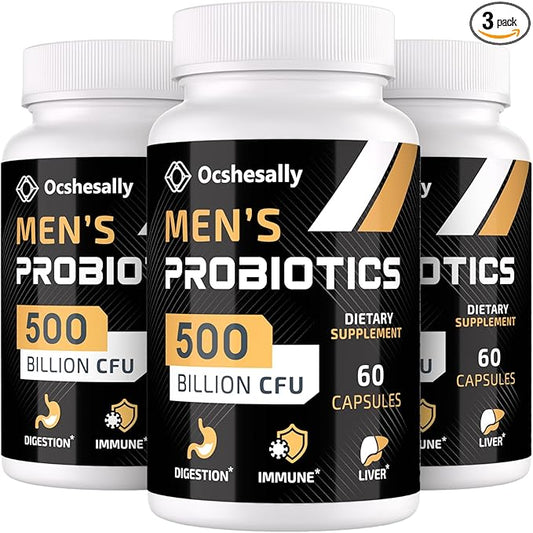 Probiotics for Men, Gut health 500 Billion 12 Strains, 180-Days Supply