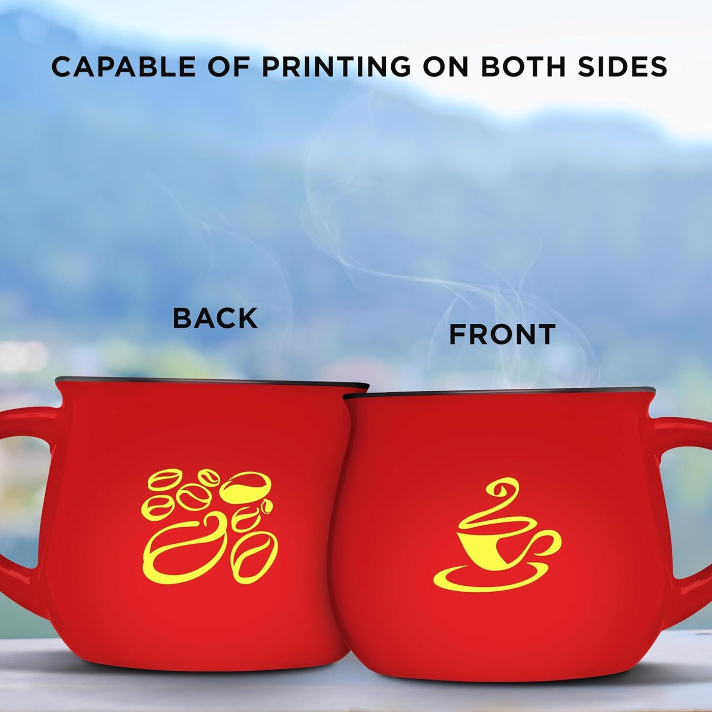 Custom Glazed Campfire Coffee Mugs 12 oz. Set of 10, Personalized Bulk Pack - Perfect for Coffee, Tea, Espresso, Hot Cocoa, Other Beverages - Red