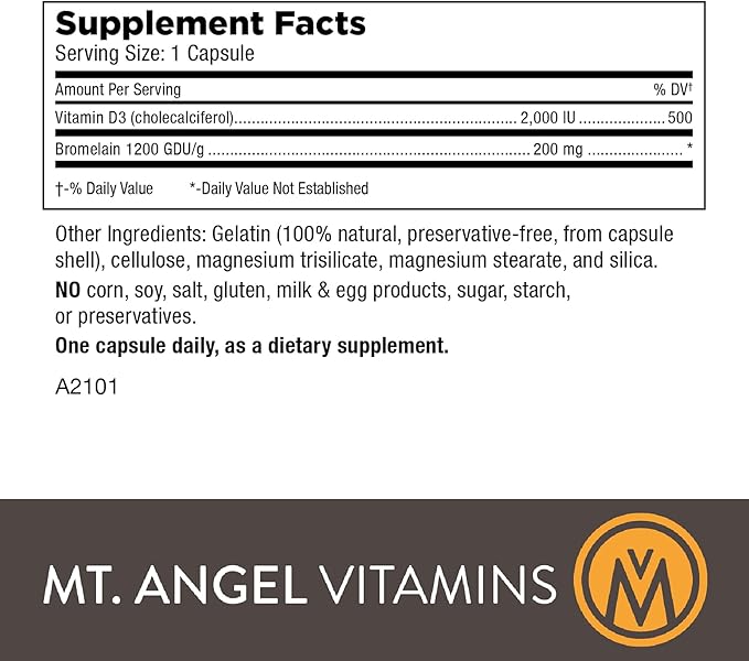 Mt. Angel Vitamins 2000 IU D3 with (60 Capsules)