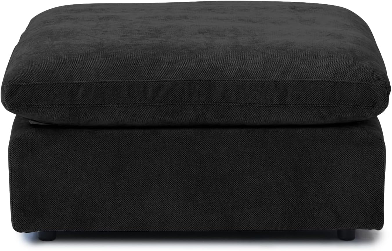 JACH Modular Ottoman Seater for Living Room, Cushion Covers Removable, Minimalist Comfy Footstool, Breathable Ottoman for Living Room Apartment (Black)