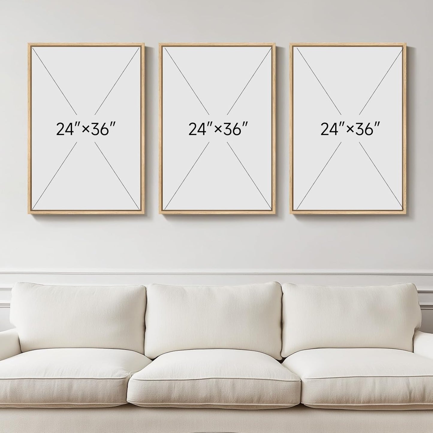 Large Framed Sage Green Abstract Wall Art for Living Room, 3 Piece Green and Gold Canvas Prints Paintings Artwork for Walls, Modern Minimalist Pictures for Hallway Stair Office Wall Decor 24x36 In