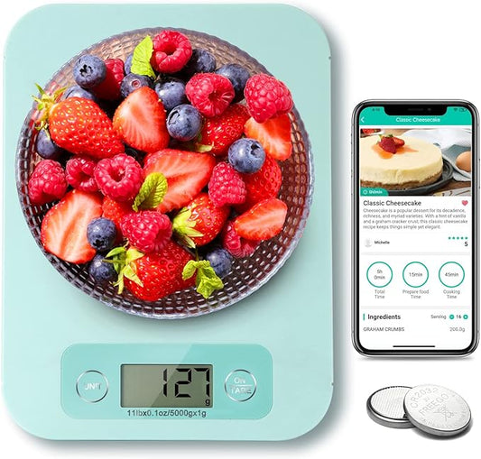 Smart Food Scales for Kitchen - Digital Food Scale with Nutritional Calculator Analysis App, Food Weight Scale Grams and Ounces, Food Scale for Weight Loss, Calories Counting, Meal Prep