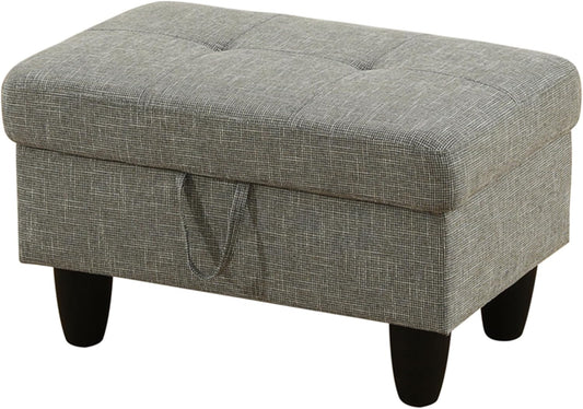 Ottoman Rectangular Storage Ottoman Bench, Flannel Footrest Stool Footstool with Lid for Living Room, Bedroom, Entryway, Gray, 28.5"x19"x17.5"