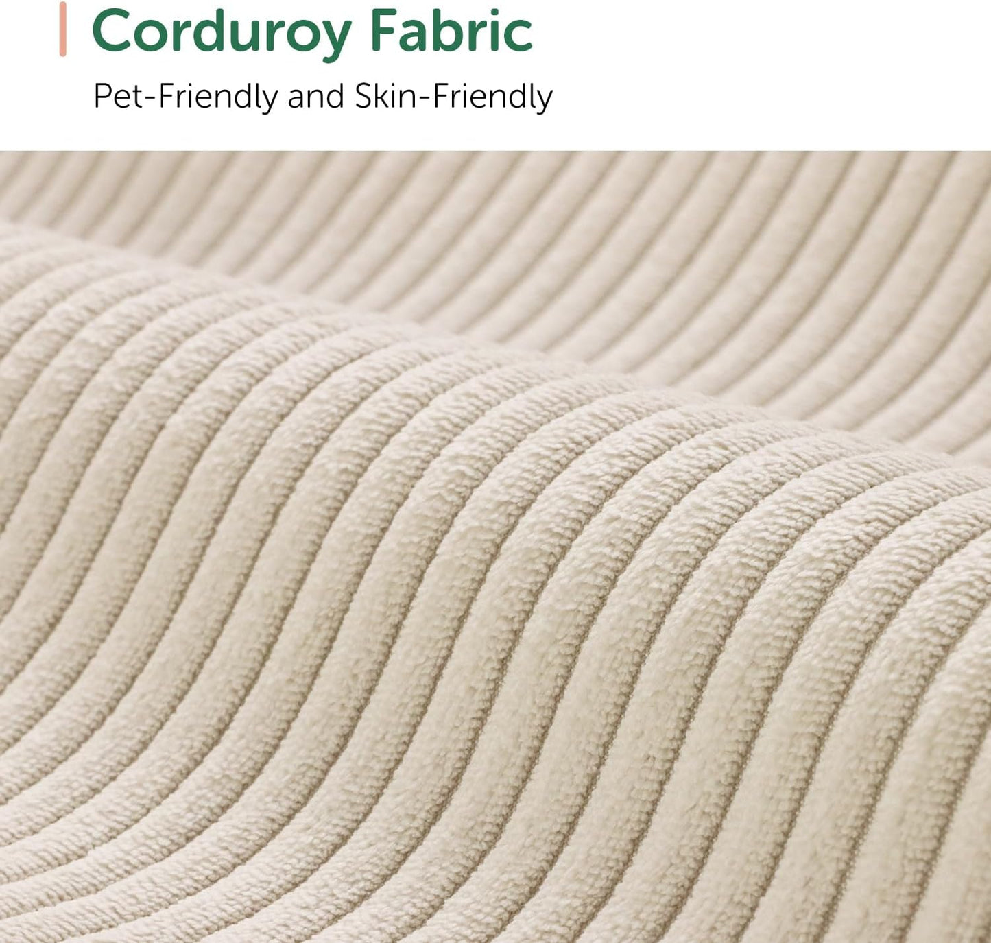 HONBAY Corduroy Sectional Couch with Storage U Shaped Sectional Sofa Modular Sectional Couches for Living Room, Beige