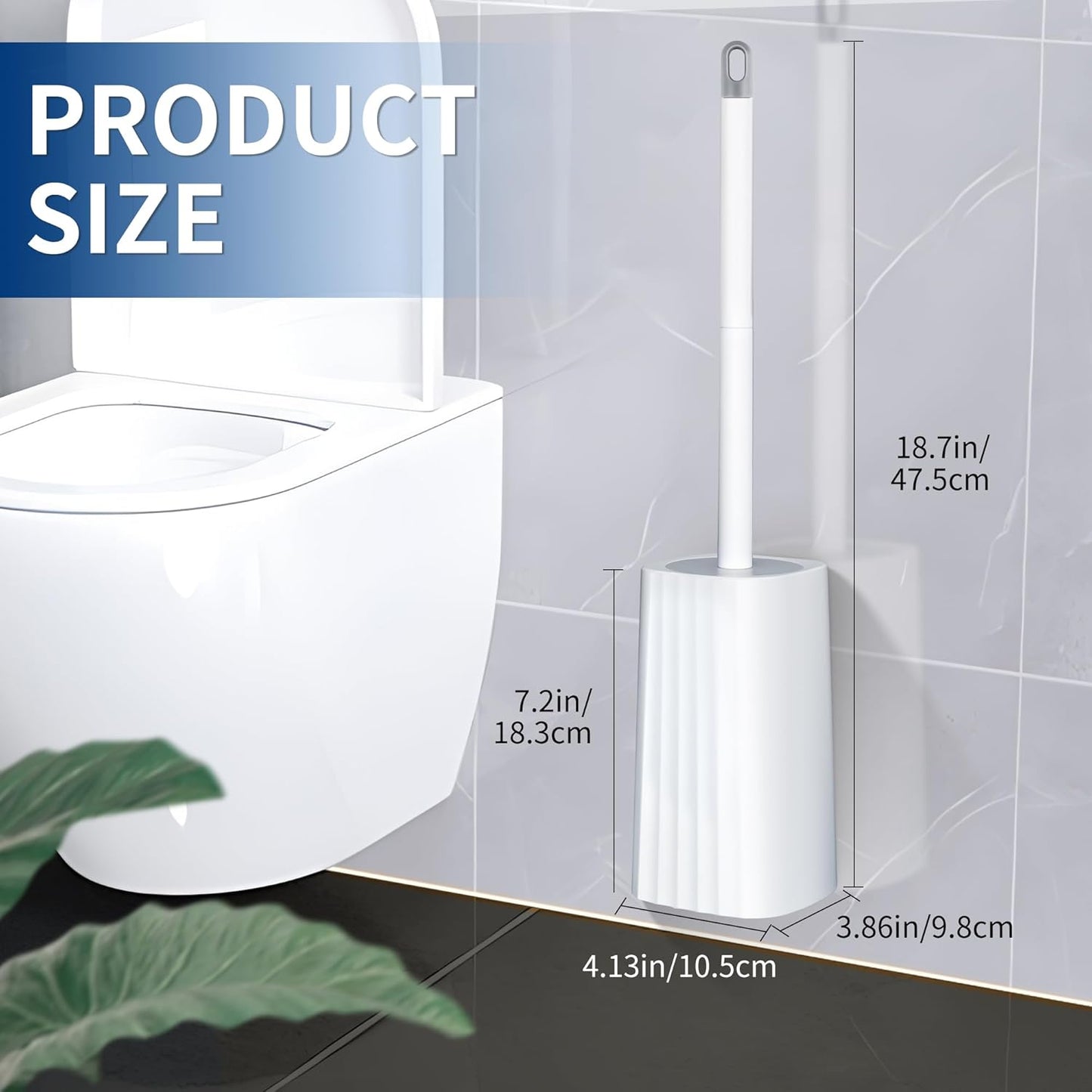 Toilet Brush & Holder Set, 2 Pack Toilet Brushes for Bathroom with Holder, Lightweight Plastic Handle, Space Saving for Storage, Deep Cleaning, Drip-Proof, Easy to Assemble