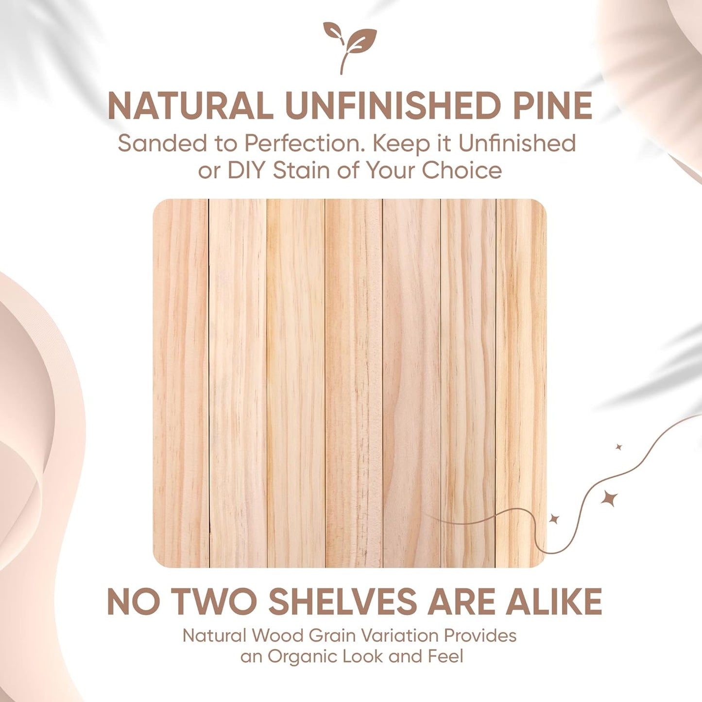 Homeforia Wood Floating Shelf 12 inch, High End Solid Natural Wood 12inch Floating Shelves for Wall Mounted, Unfinished Small Wooden Floating Shelves, Heavy Duty Bracket, 12 X 6.5 X 1.75 in, Set of 2