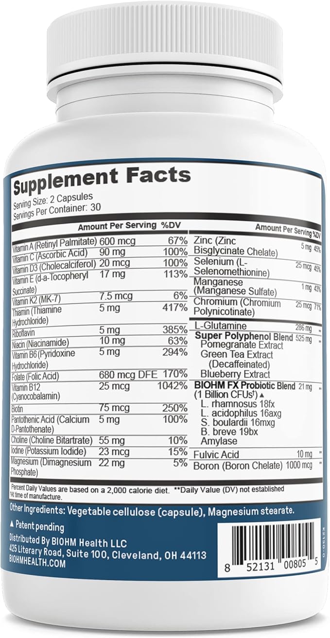 BIOHM Microbiome Multi + Probiotics 21 Vitamins 60ct/30 servings