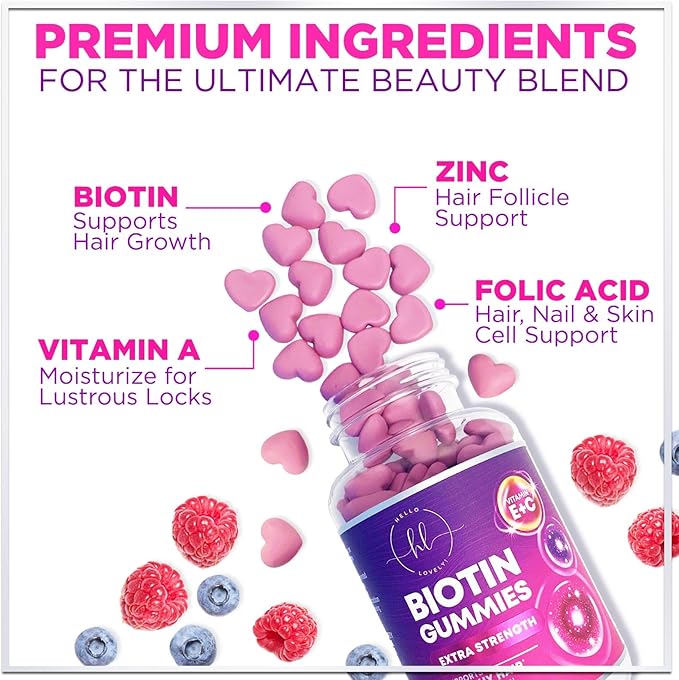 Hair Vitamins Gummy with Biotin 5000 60 Gummies