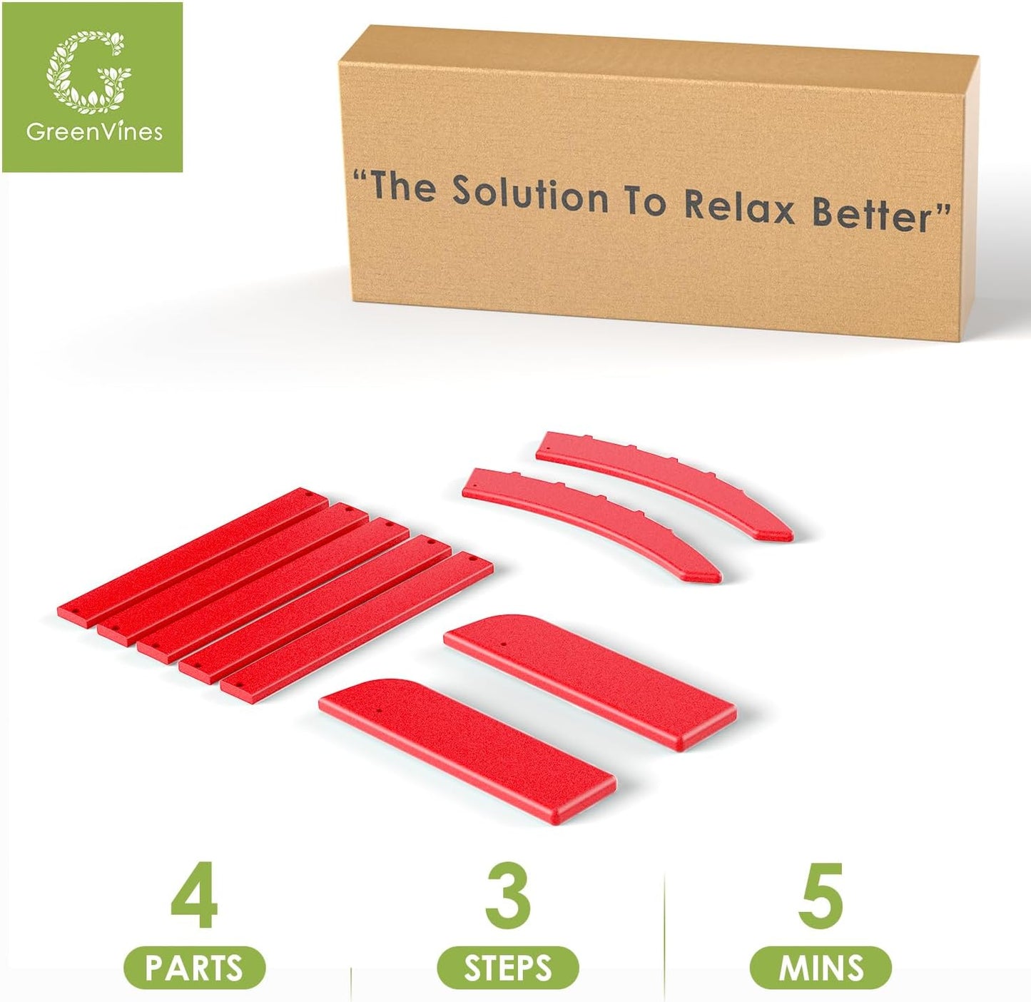 GREENVINES Adirondack-Ottoman | HDPE Plastic | Outdoor Footrest | All Weather | Foot Rest | Foot Stool | Red | for Adirondack Chair | for Patio Backyard Pool