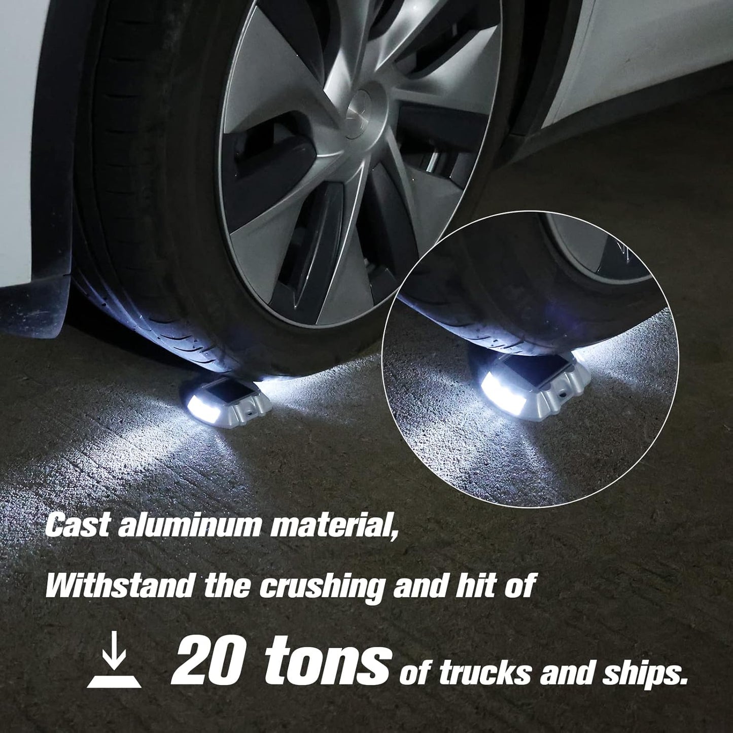 VOLISUN Solar Deck & Driveway Lights, 8-Pack Led IP67 Waterproof Outdoor Warning Step Lights for Garden Pathway Yard (White)