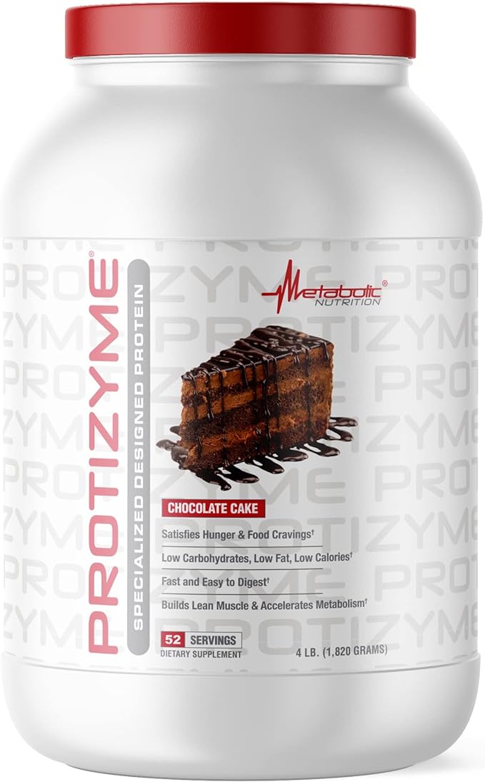 Metabolic Nutrition, Protizyme, 100% Whey Protein Powder, High Protein, Low Carb, Low Fat Whey Protein, Digestive Enzymes, 24 Essential Vitamins and Minerals, 4 Pound, 52 Servings