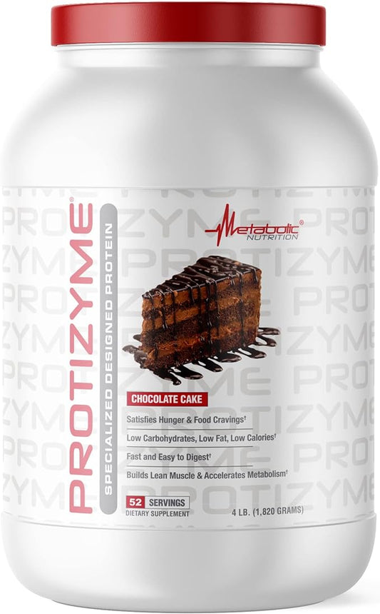 Metabolic Nutrition, Protizyme, 100% Whey Protein Powder, High Protein, Low Carb, Low Fat Whey Protein, Digestive Enzymes, 24 Essential Vitamins and Minerals, 4 Pound, 52 Servings