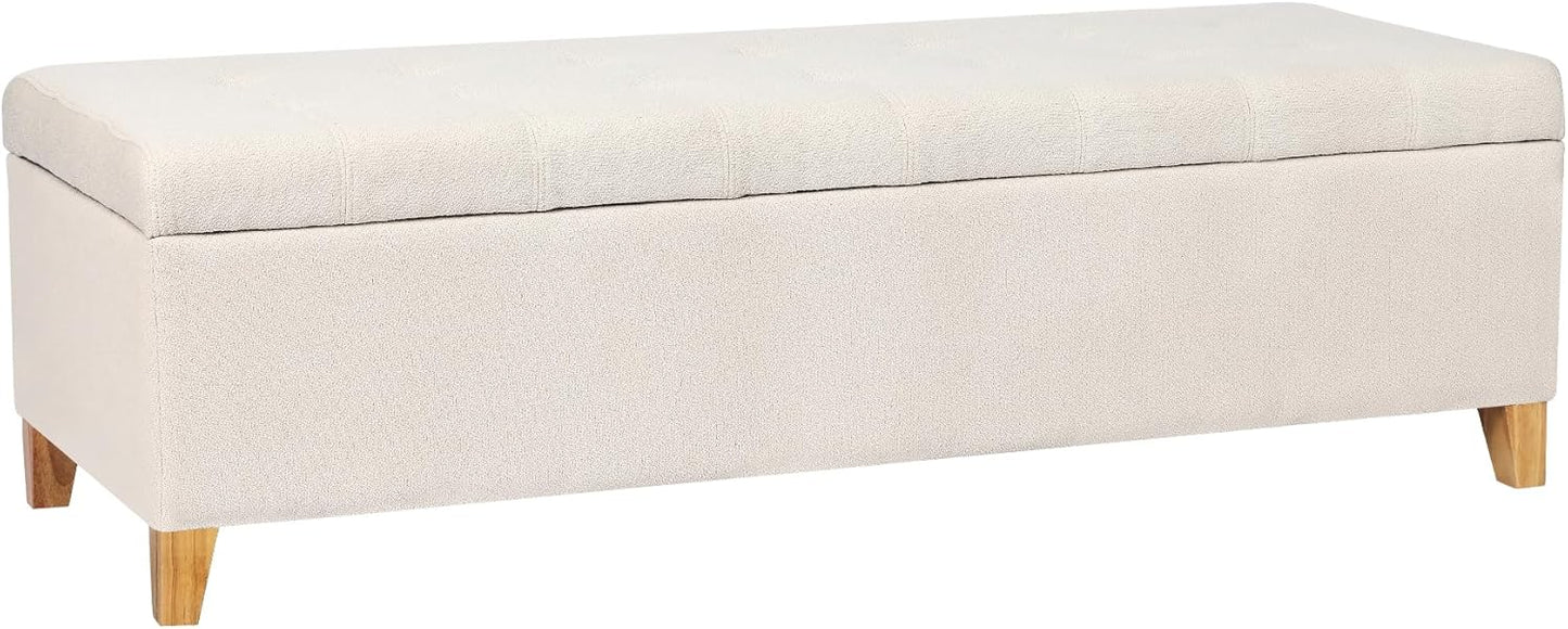 Joveco Storage Ottoman Bench, 51" Rectangle Long Bench, for Bedroom, End Foot of Bed, Living Room, Entryway, Beige