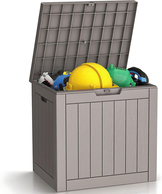 31 Gallon Outdoor Storage Box - Waterproof Resin Deck Box for Indoor & Outdoor Use, Lockable & UV Resistant Storage Bin for Package Delivery, Patio Cushions, Gardening Tools - Grey