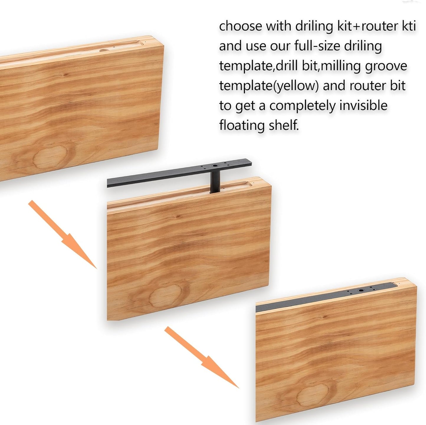 Hidden Shelf Brackets ， Floating Shelf Bracket ( Additional Brackets -NO Kits) 38 Inch -2 Pcs