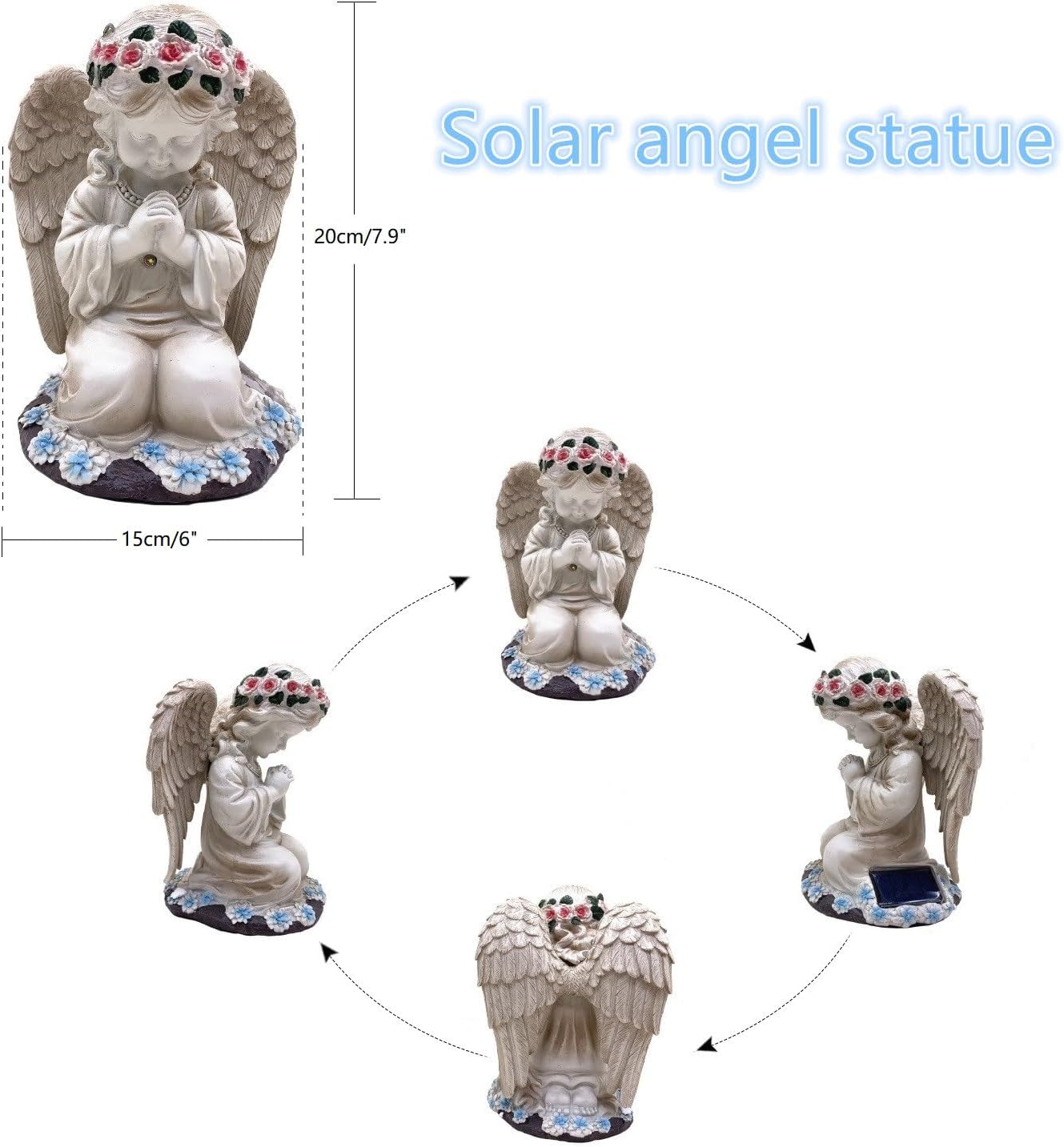 Solar Fairy Garden Decor for Outside Prayed Angel Sculptures Home Decoration, Solar Powered Angel Garden Statues for Outdoor Patio Yard Ornaments, Unique Gifts for Mom Grandma Wife