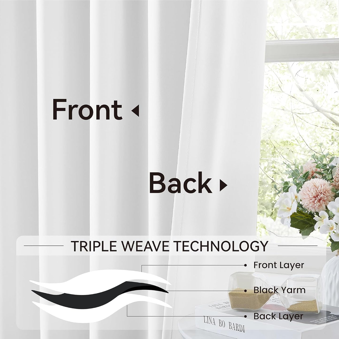 KangBang White Pinch Pleat Curtains 95 Inches Long, Extra Wide Room Darkening Privacy Window Treatments Snow White Privacy Assured Drapes for Sliding Door Sun Room with Adjustable Hooks,2PCs,60x95