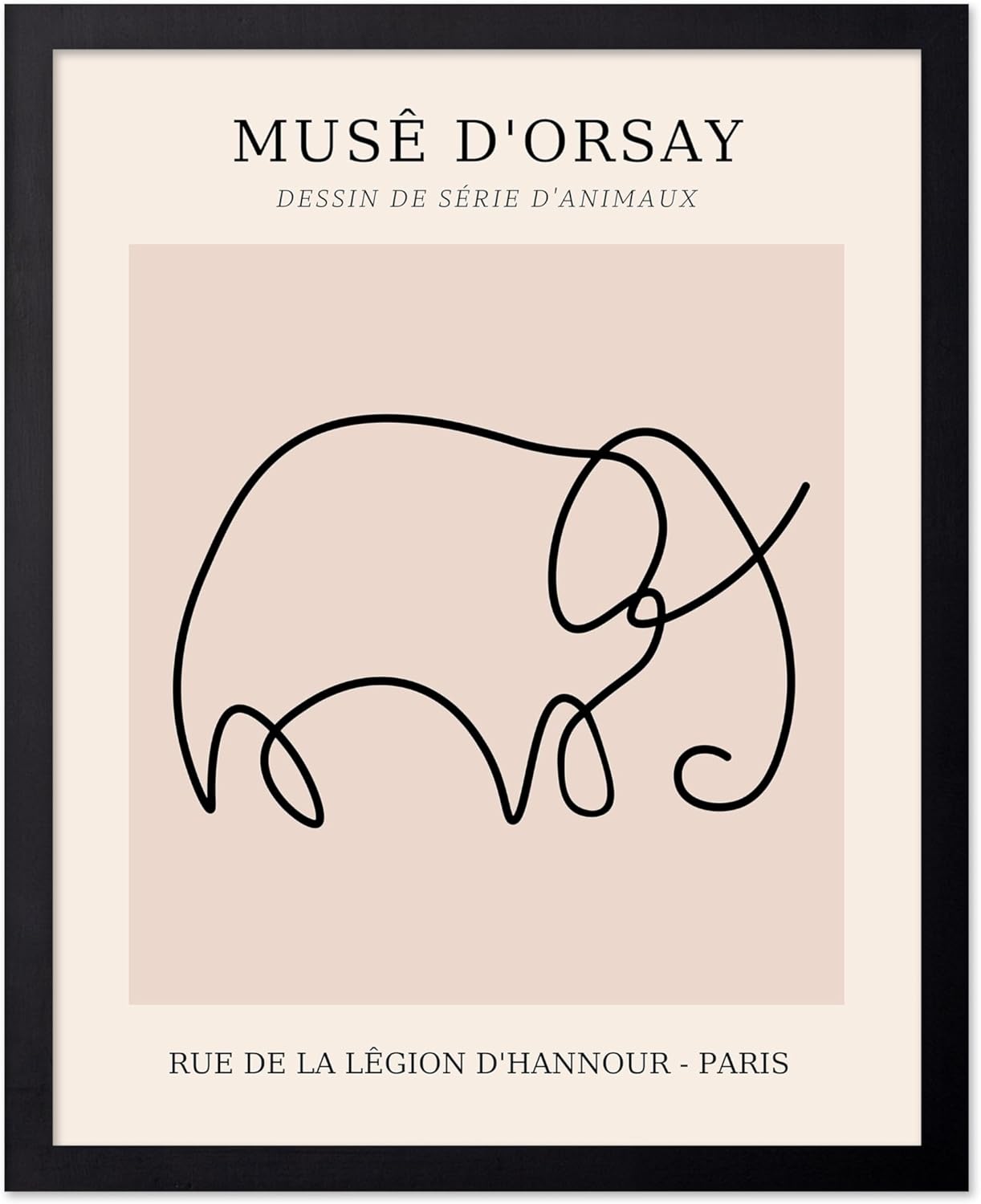 Poster Master Vintage Poster - Retro One Line Elephant Drawing Print - Elephant Art - Minimal Gift for Men, Women, Animal Lover - Abstract Wall Decor for Home, Office - 8x10 UNFRAMED Wall Art
