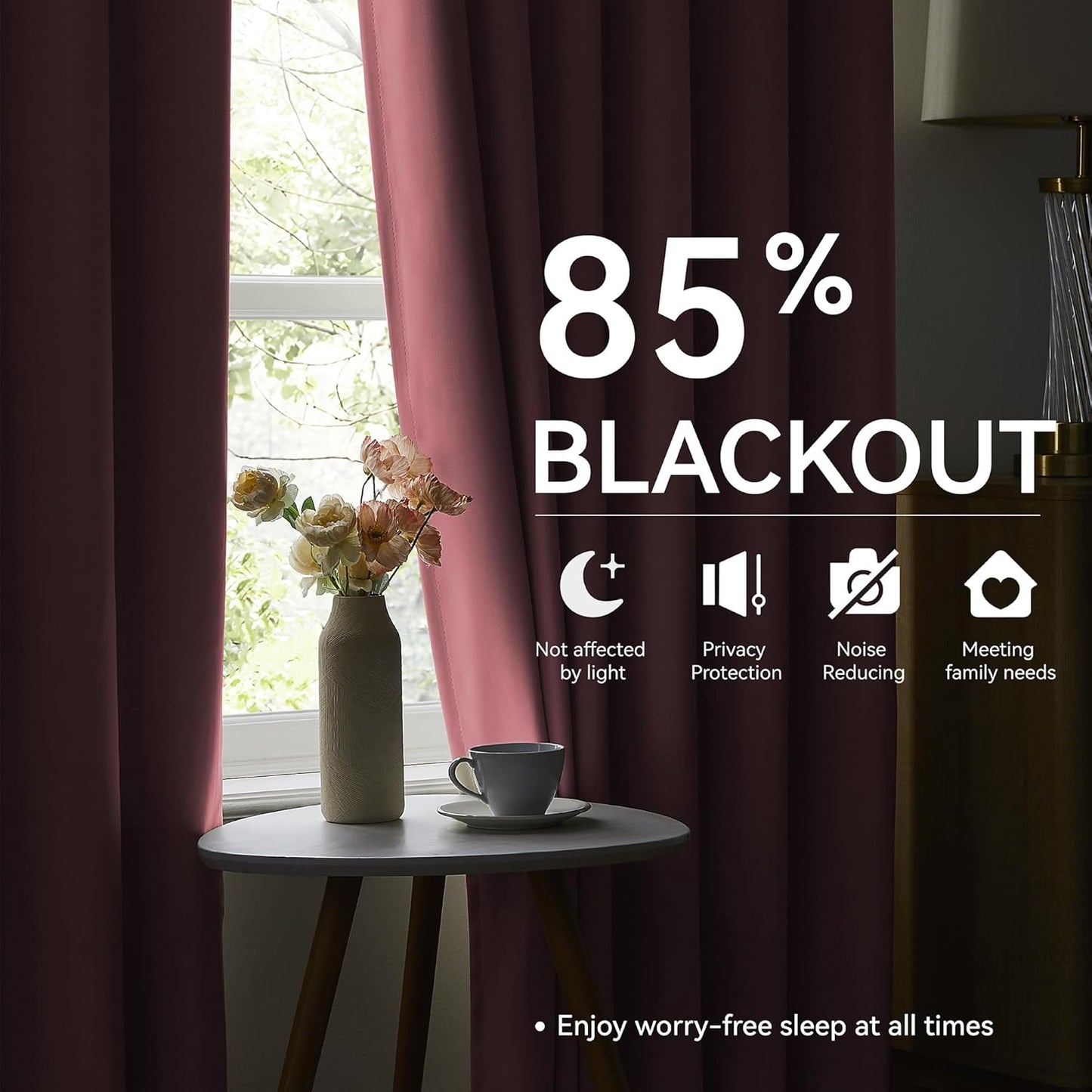 KangBang Solid Pink Room Darkening Curtains 108 Inches Long, Pinch Pleated Thermal Insulated Luxury Window Treatments for Girls Bedroom Living Room with Hooks(40"x108"x2)