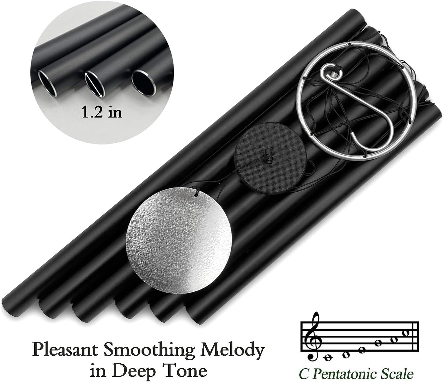 ASTARIN Outdoor Deep Tone,45Inch Sympathy Wind Chimes for Outside with 6 Tubes Tuned Relaxing Melody,Memorial Wind Chimes Large for Mom,Garden Decor,Black