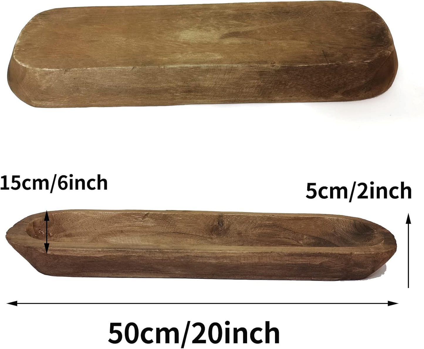 Wooden Dough Bowl Decor, Vintage Wooden Bowl Hand Carved Home Decor for Dining Table Center, Living Room, Kitchen Decor. (20inch brown)