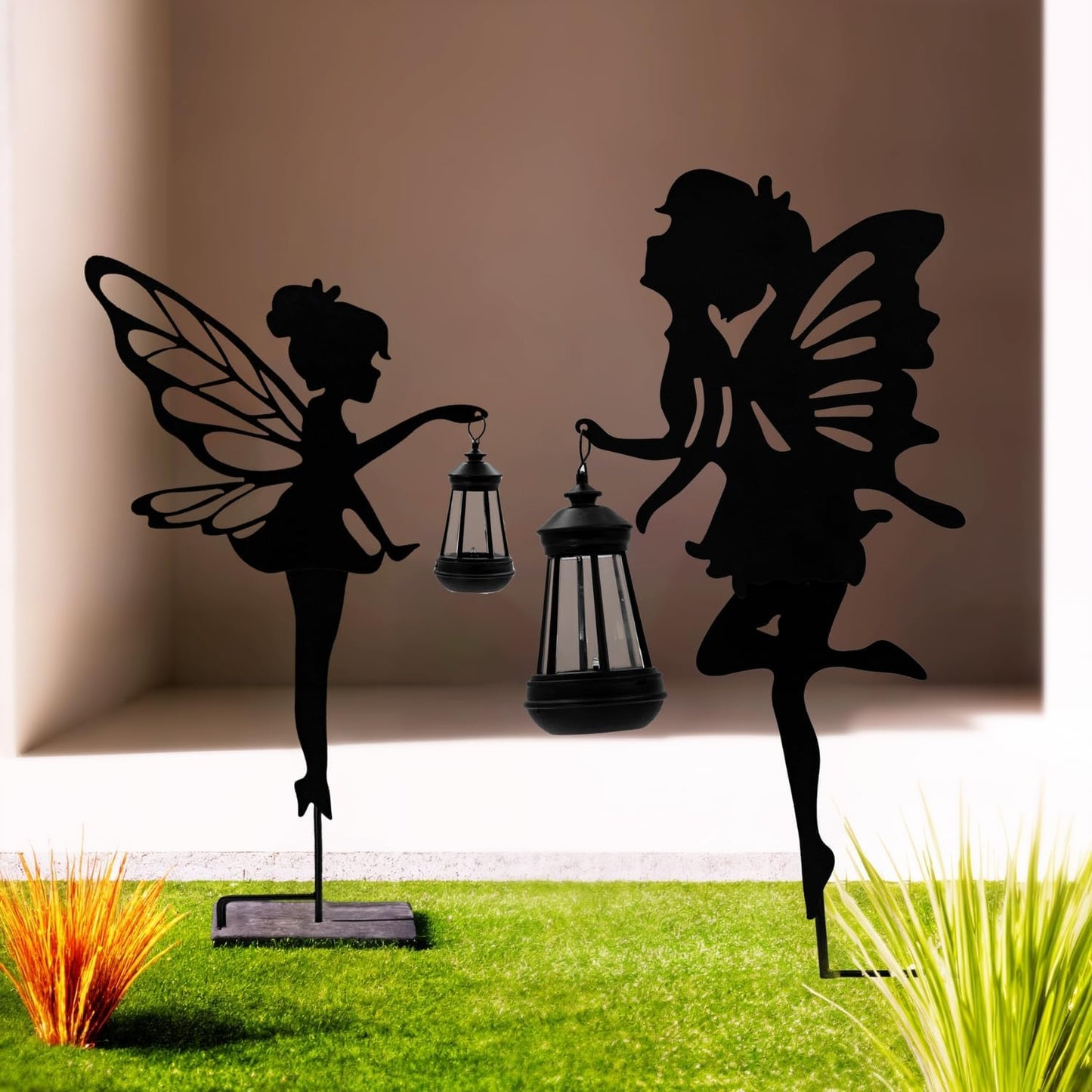 Solar Fairy Garden Decor Lights, 2 Packs, Metal Hanging Lanterns with Warm Solar Glow – Exquisite Gifts for Women, Mom, Friends (Fairy Hanging Lantern)