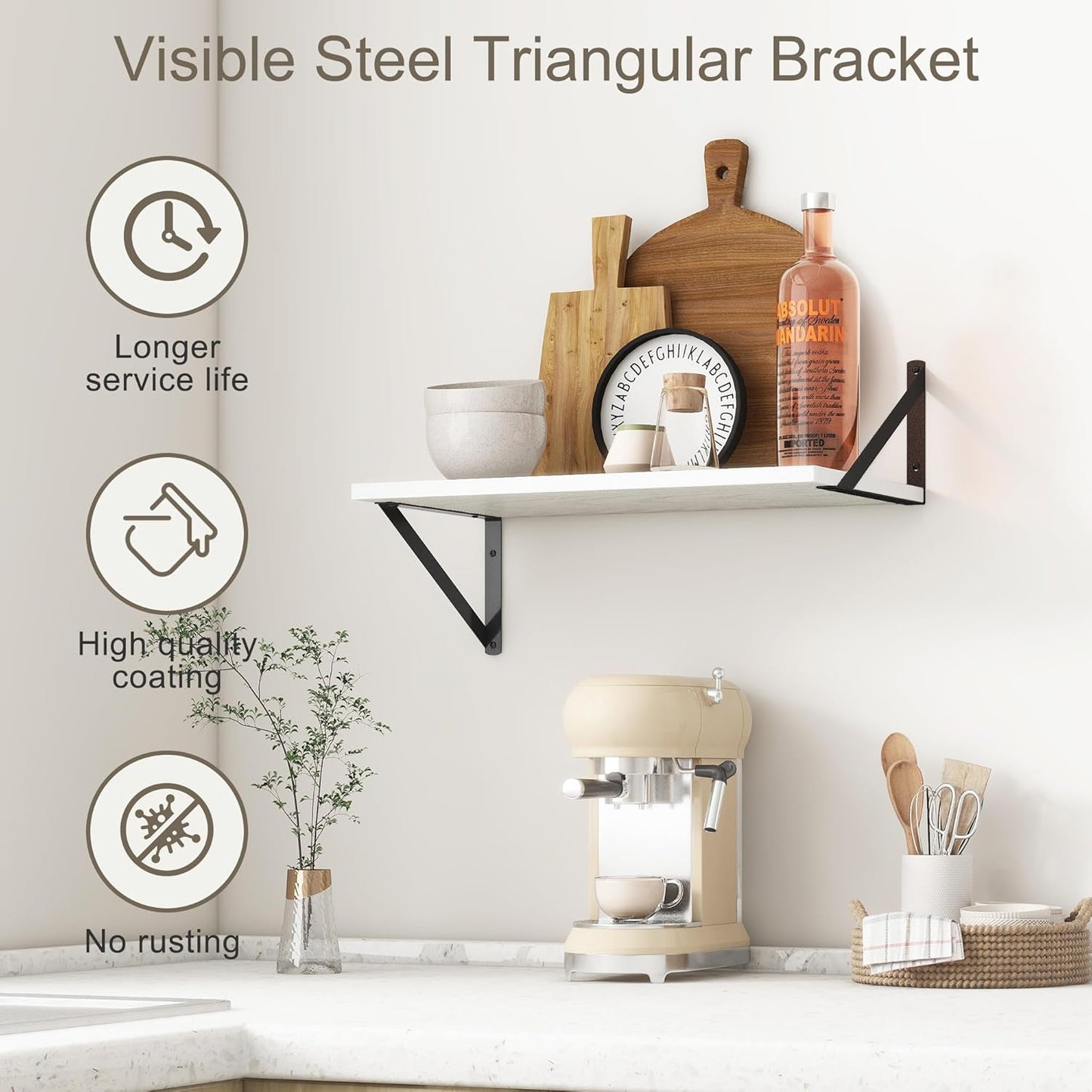 Fun Memories 20 Inch Floating Shelves for Wall, White Bathroom Shelves Set of 2, 12 Inch Deep Wall Shelf for Bedroom, Kitchen, Large Home Decor Shelves Farmhouse Storage Shelf